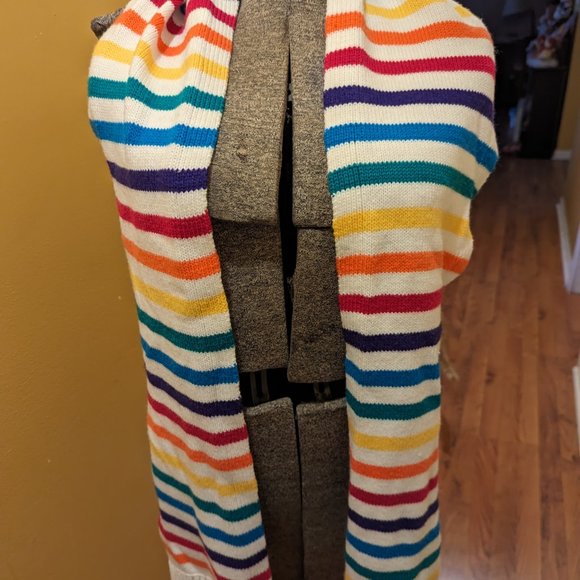 Aeropostale Winter White Rainbow Stripe Long Unisex Acrylic Scarf 67" x 7.5" - Picture 2 of 9